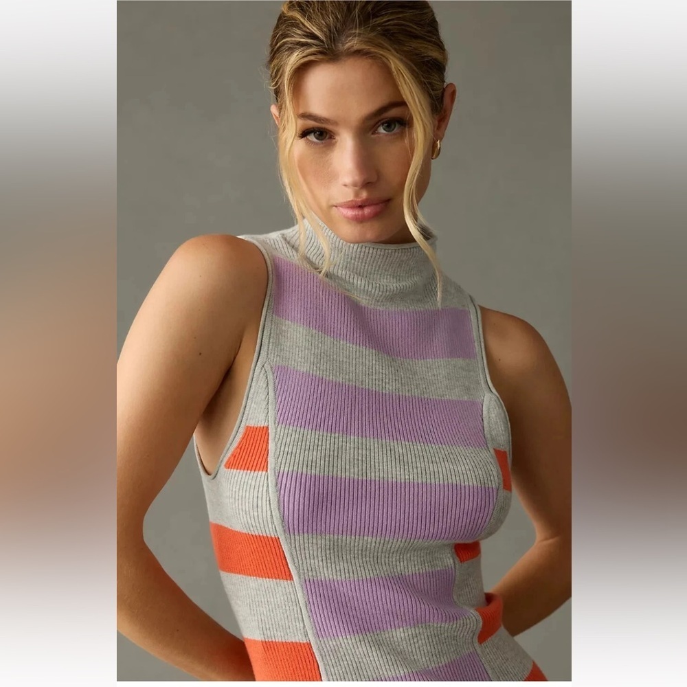 Daily Practice by Anthropologie Striped Mock Neck Sweater Dress M EUC fitted - Picture 3 of 13